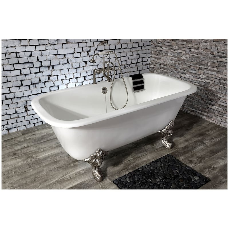 Kingston Brass Aqua Eden 67" Clawfoot Cast Iron Soaking Tub with