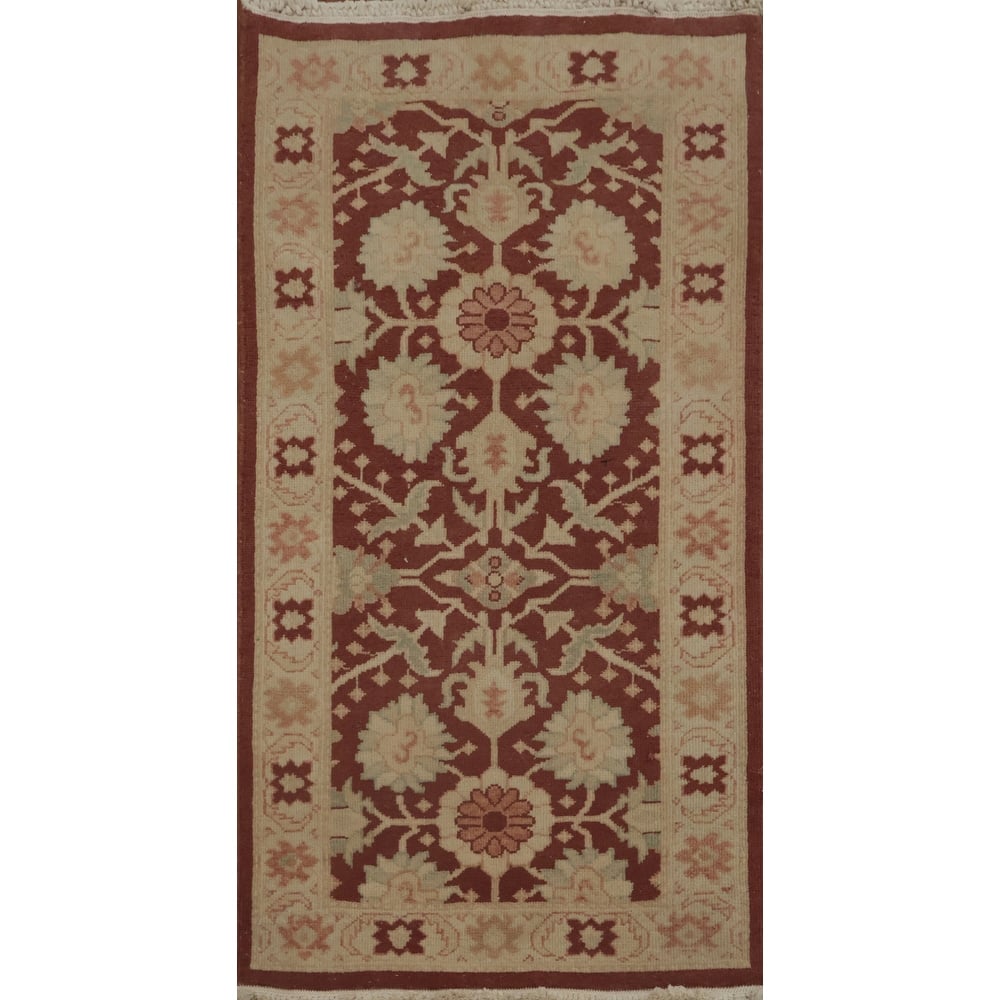 Hand Knotted Oriental 100% Wool Carpet Traditional All-Over Brown Ziegler Area Rug - 3' 11'' X 2' 1''