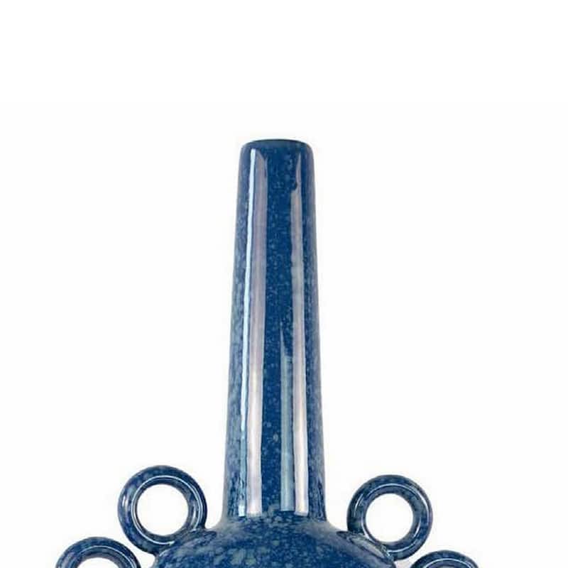 Kary Flower Vase, Unique 3D Aesthetic, Narrow 23 Inch Blue Ceramic