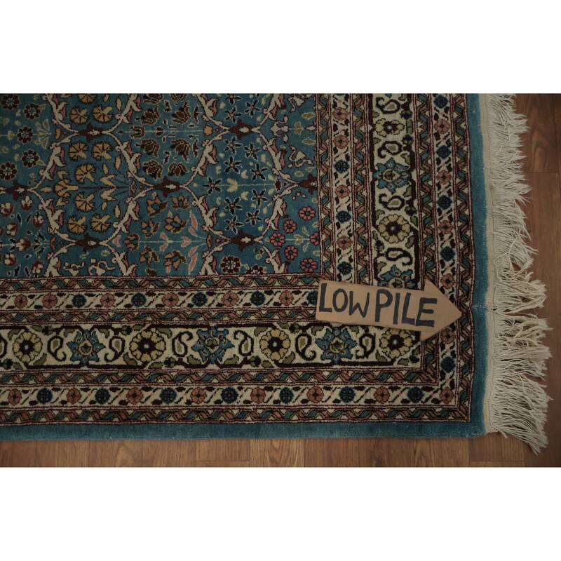 Hand Knotted Oriental 100% Wool Carpet Traditional All-Over Navy Blue & Blues Ziegler Runner Rug - 15' 10'' X 3' 4''