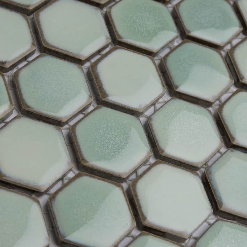 Merola Tile Hudson 1" Hex Mint Green 11-7/8" x 13-1/4" Porcelain Mosaic Floor and Wall Tile