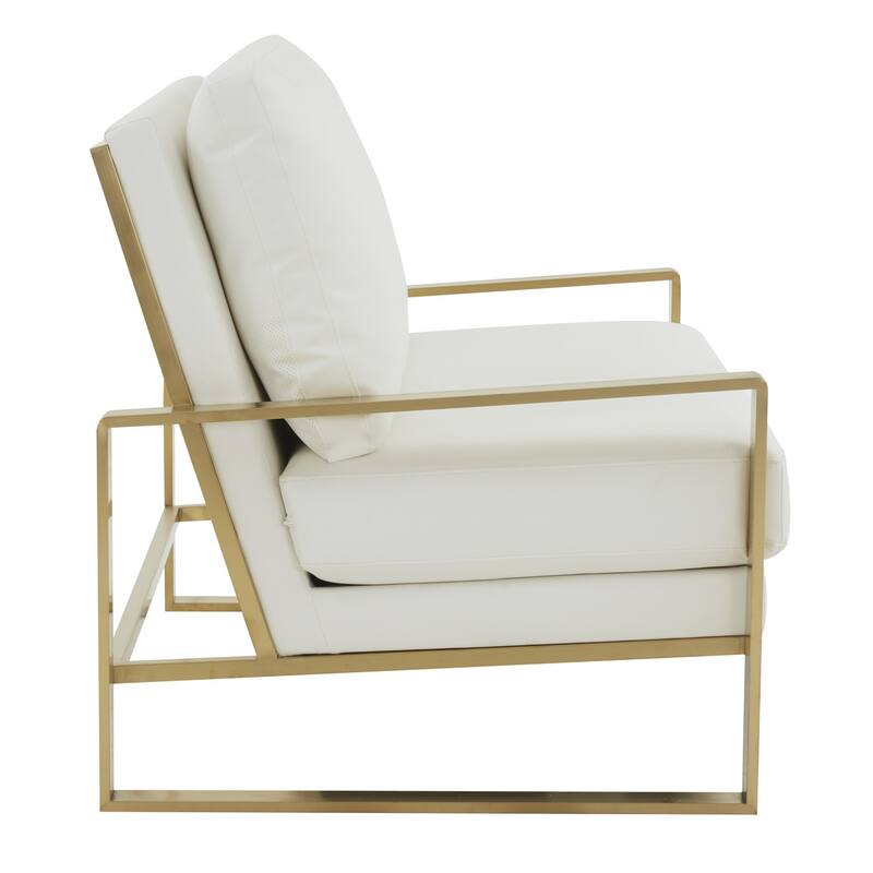 Jefferson Modern Leather/Velvet Loveseat Sofa with Silver/Gold Frame, Removable Cushions Couch for Home and Office