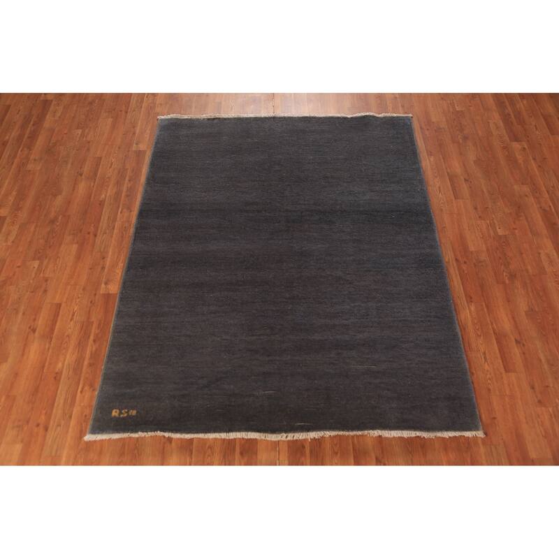 Gray Blue Modern Gabbeh Oriental Rug Handmade Wool Carpet - 5'1" x 6'6"