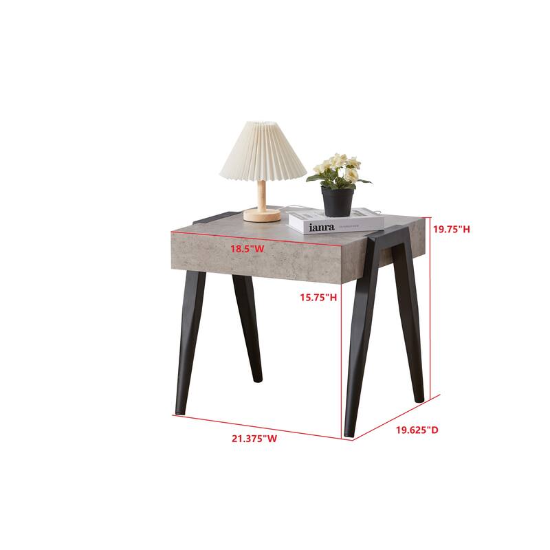 Camden Collection Black Gray Marble Modern Accent Table