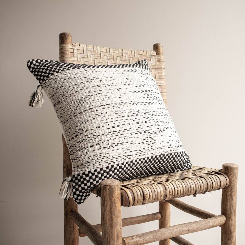 Foreside Home & Garden 18x18" Woven Black Cotton w/Poly Fill Pillow