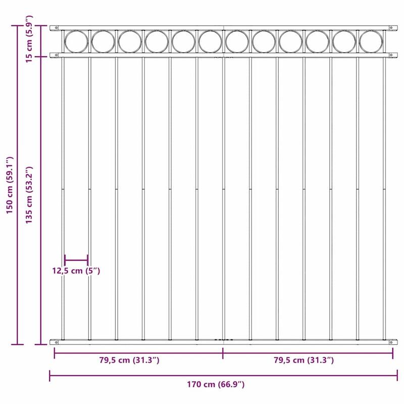 vidaXL Garden Fence Gray Steel