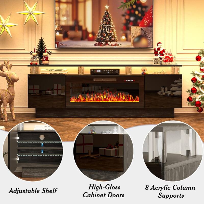 BOSSIN 70 Fireplace TV Stand with 36 Electric Fireplace