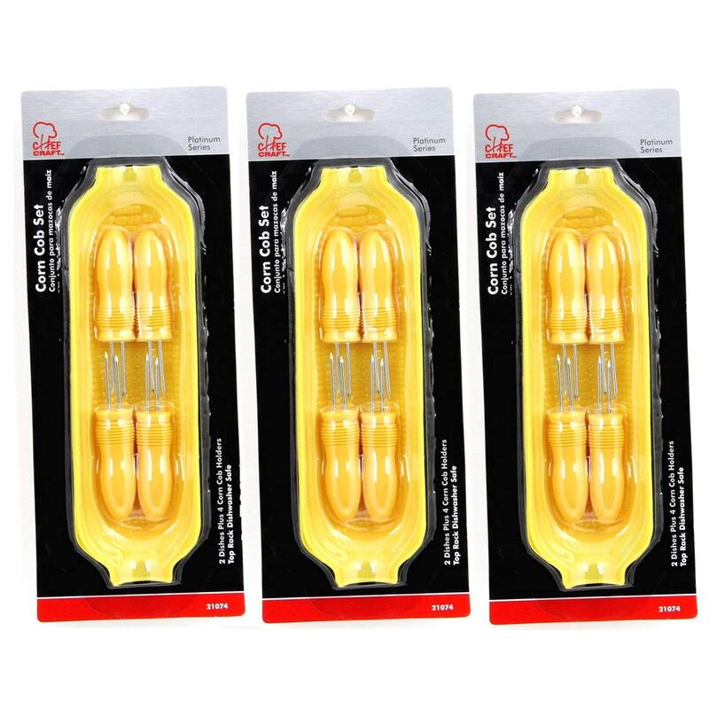 Chef Craft 6pc Corn Cob Utensil Set - Includes 2 Corn Dishes & 4 Corn Cob Holders - 3 Sets
