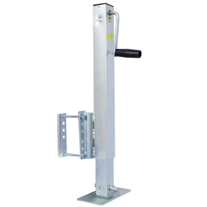 Heavy Duty Trailer Jack, Fixed Mount Jack w/Drop Leg, 28.6 in. of Lift, Max Load 2,500 Lbs - Silver