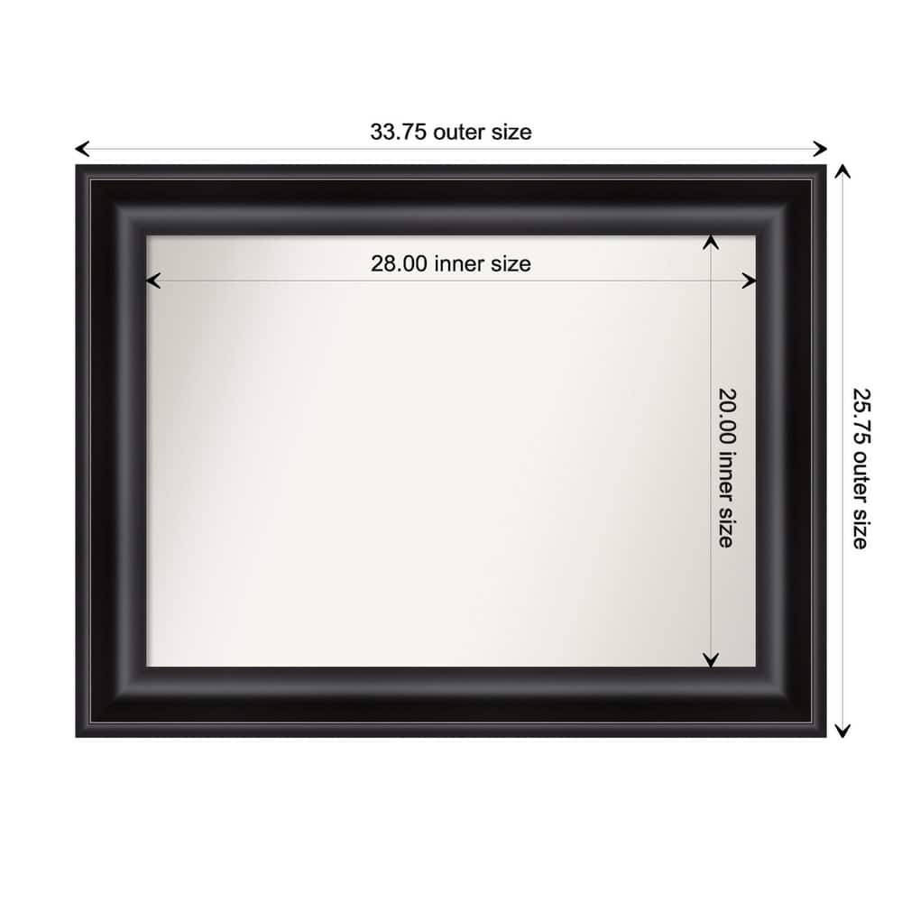 Grand Black Framed Non-Beveled Custom Wall Mirror, Bathroom Vanity Mirror