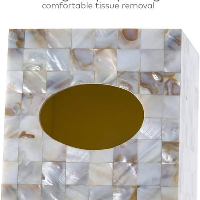Creative Scents Milano Square Tissue Box Cover - Mother of Pearl - pearl