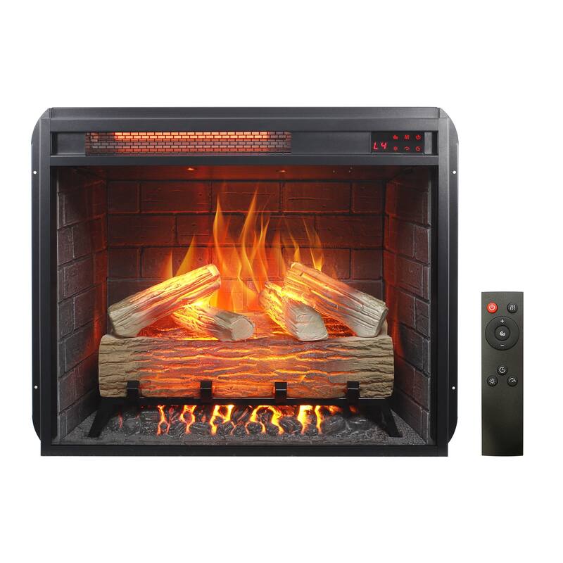 23" Infrared Electric Fireplace Insert with Remote & Timer - Antique Black