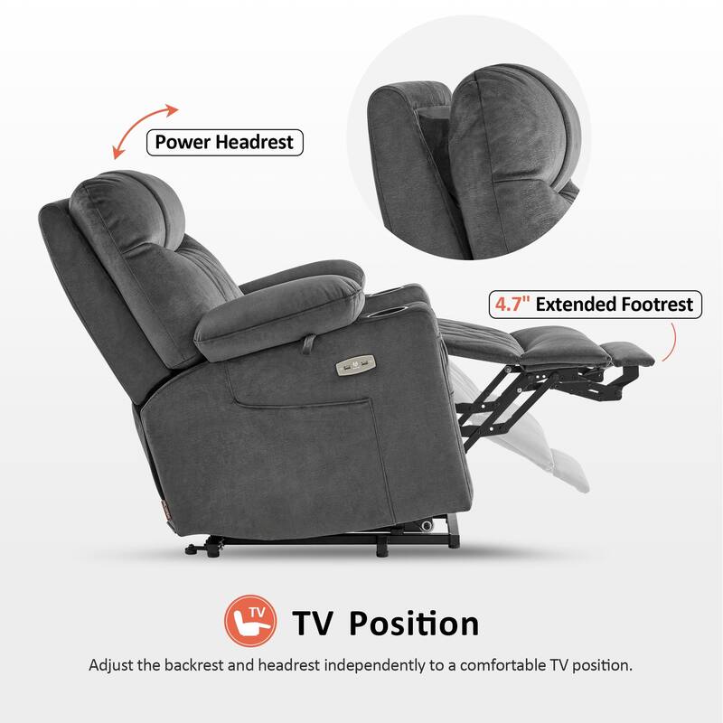 MCombo Small Dual Motor Power Lift Recliner Chair with Massage,Dual Heating, Adjustable Headrest, Fabric 7222