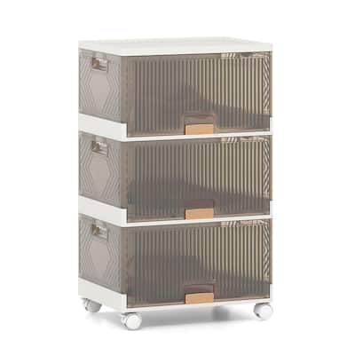 Costway 3-Cube Stackable Storage Bins with Detachable Wheels 13.5Gal - See Details