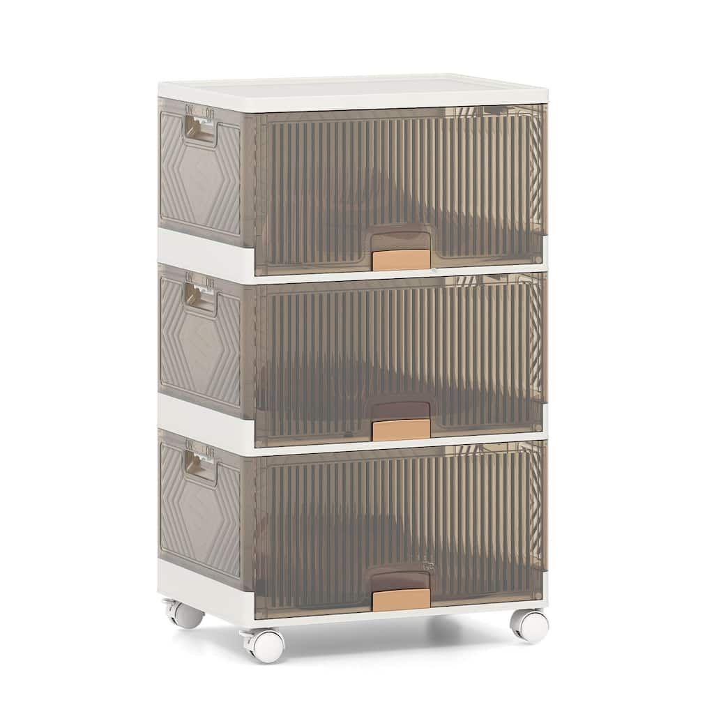 Costway 3-Cube Stackable Storage Bins with Detachable Wheels 13.5Gal - See Details