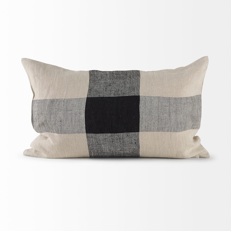 Raquel Beige & Black Plaid Decorative Pillow Cover
