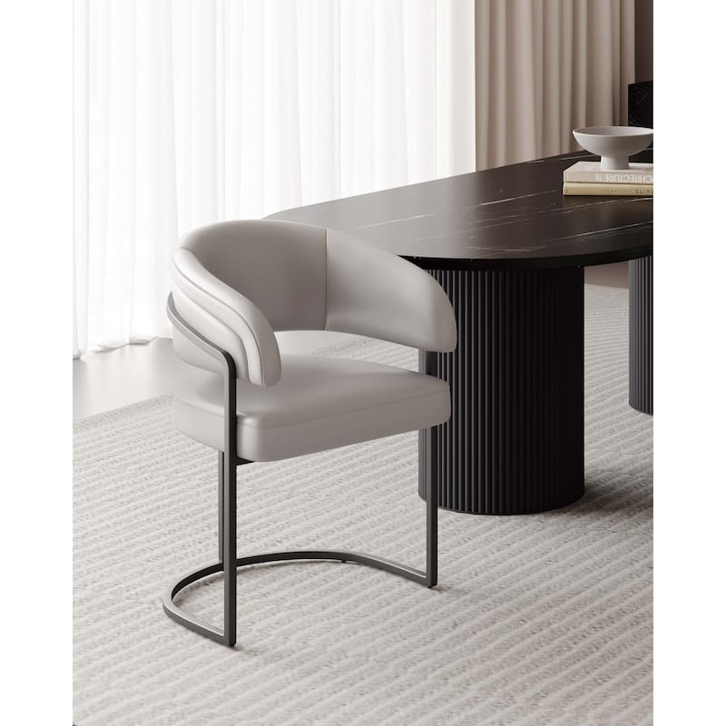Manhattan Comfort Augusta Modern Leatherette Upholstered Dining Chair - Grey - Single