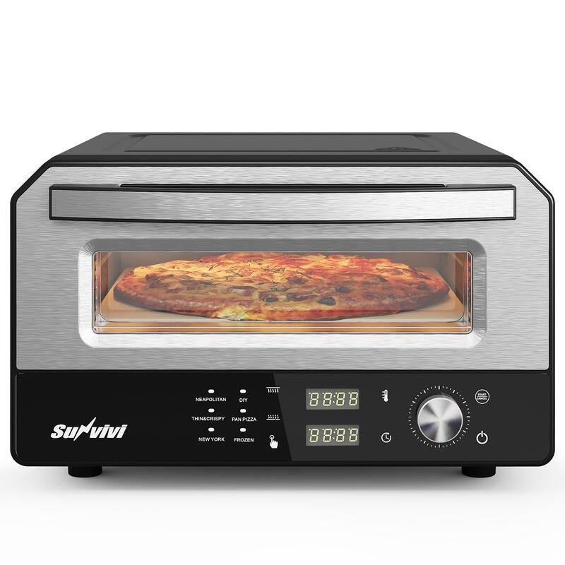 Electric Indoor Pizza Oven with 6 Presets - Silver