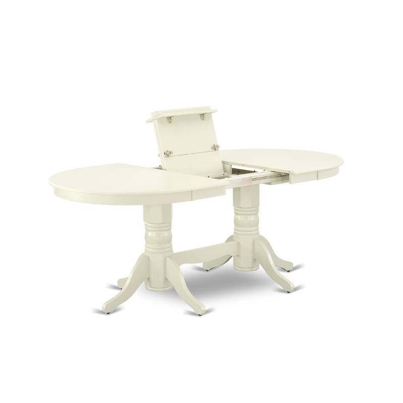 East West Furniture Dining Room Set Consists of an Oval Dining Table and Chairs, Linen White (Pieces Options)