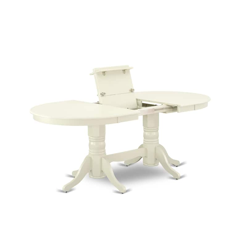 East West Furniture Kitchen Set Contains an Oval Kitchen Table and Chairs, Linen White (Pieces Options) - VAAS9-LWH-43