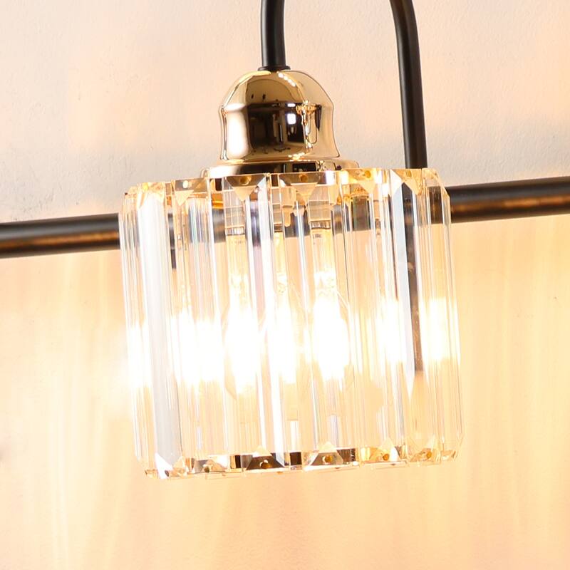 ExBrite Modern Rose Gold Dimmable Bathroom Crystal Vanity Lights