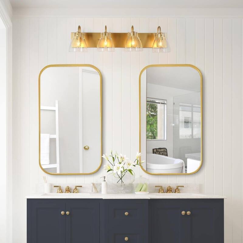 Modern Gold 2/3/4-Light Bathroom Vanity Light Glass Wall Sconces