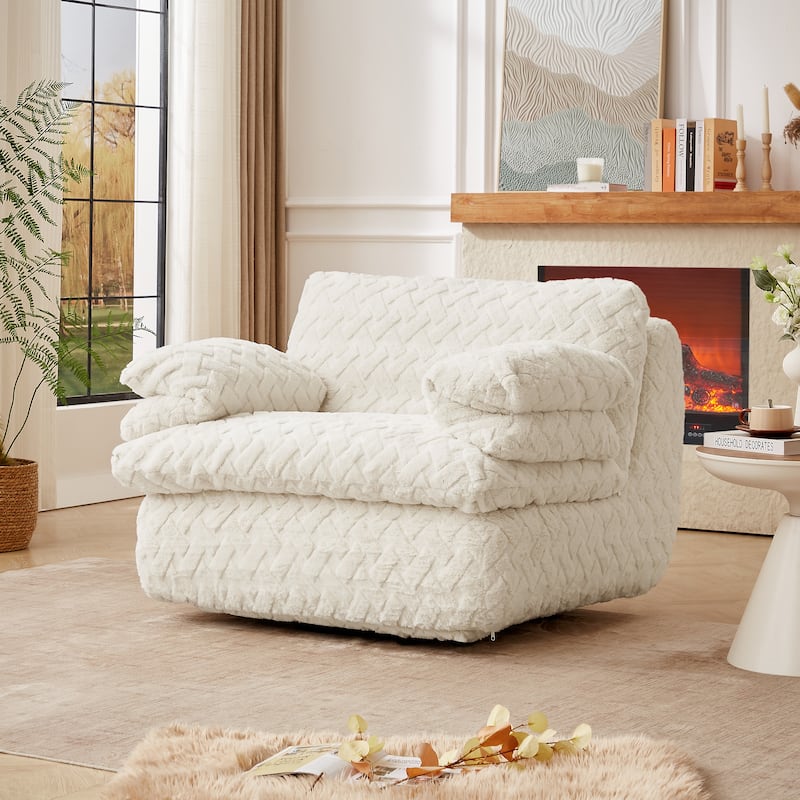 Full Compression sofa chair with swivel for Living Room - White