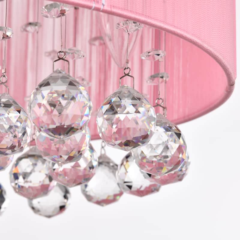 Perona 4 - Light Semi - Flush Mount with Pink Fabric Shade