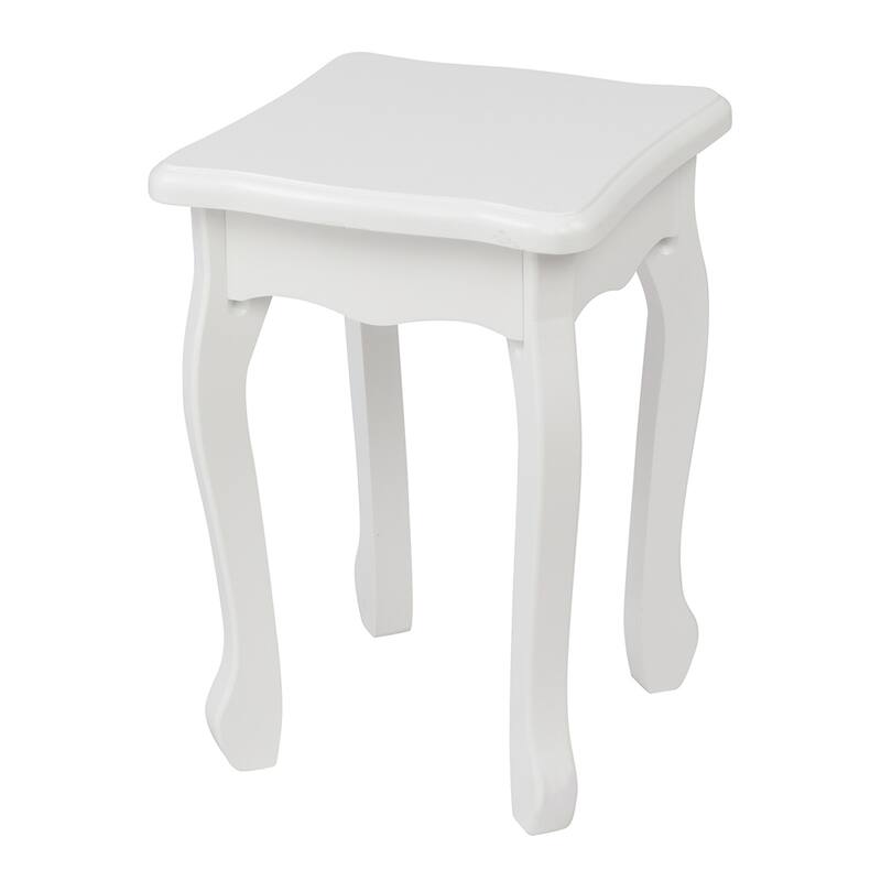 Kids Three Drawers Wooden Dressing Table Round Mirror with Stool