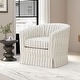 preview thumbnail 3 of 28, Cecilia Natural Fabric Swivel Chair by Christopher Knight Home - 28.75" L x 28.00" W x 28.00" H White/Blue Stripe