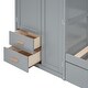 preview thumbnail 16 of 14, Grey Twin Size Platform Beds Bunk Bed with Trundle, Wardrobe and Desk