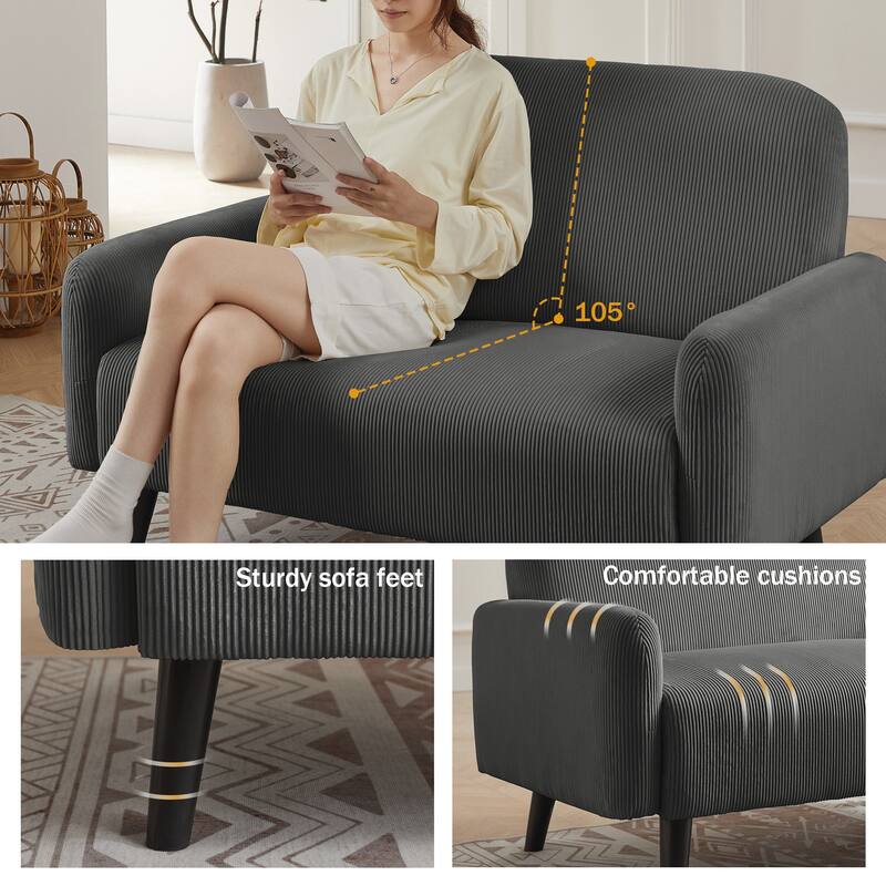 4 Pieces Corduroy Living Room Sets with Sofa, Ottoman and Loveseat