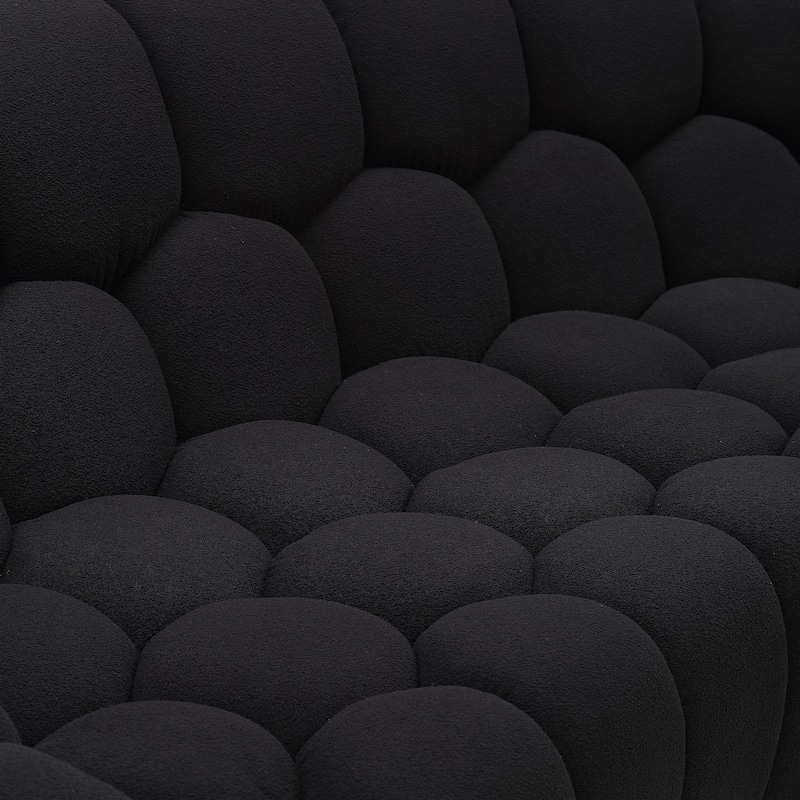 Divani Casa Yolonda Modern Curved Black Fabric Loveseat