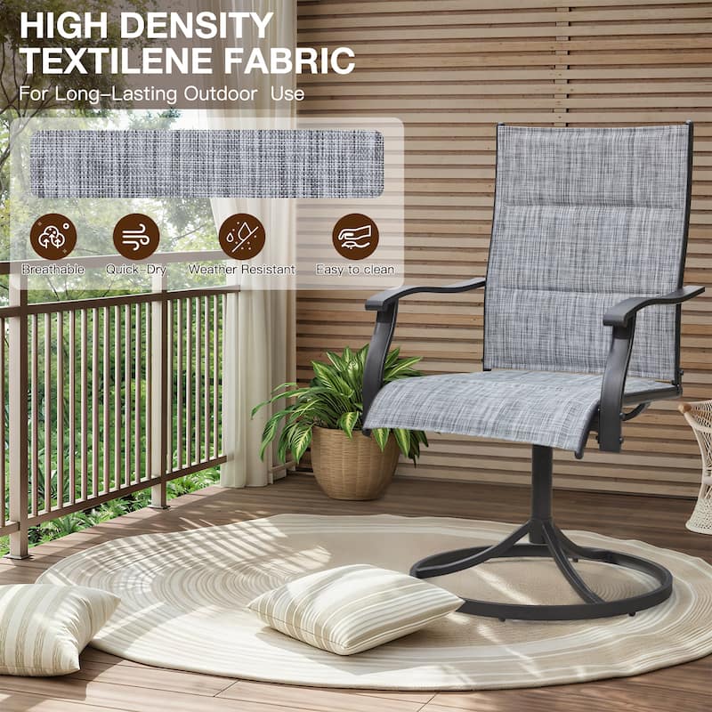 EROMMY Outdoor Swivel Patio Chairs 2/4 Pack, High-Back Textilene Dining Rocker Chairs with Metal Frame