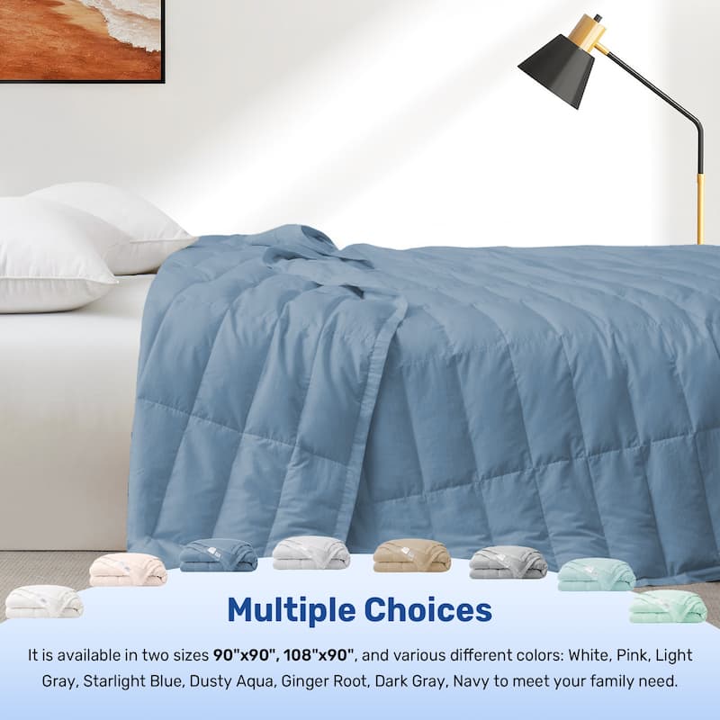 Lightweight Cooling Lyocell White Down Comforter, Tencel Oversized Blanket for Summer