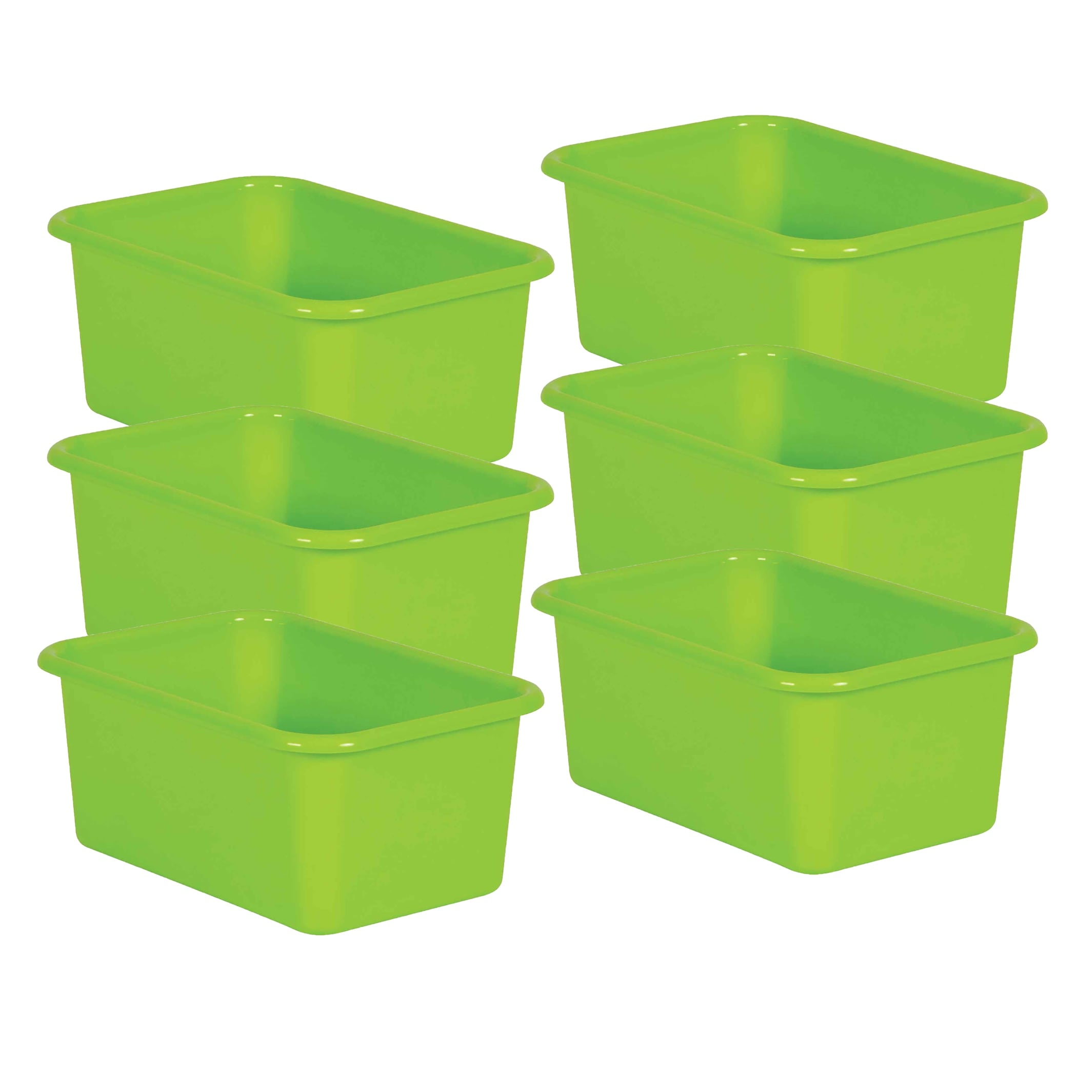 Teacher Created Resources Lime Small Plastic Bin, Pack of 6