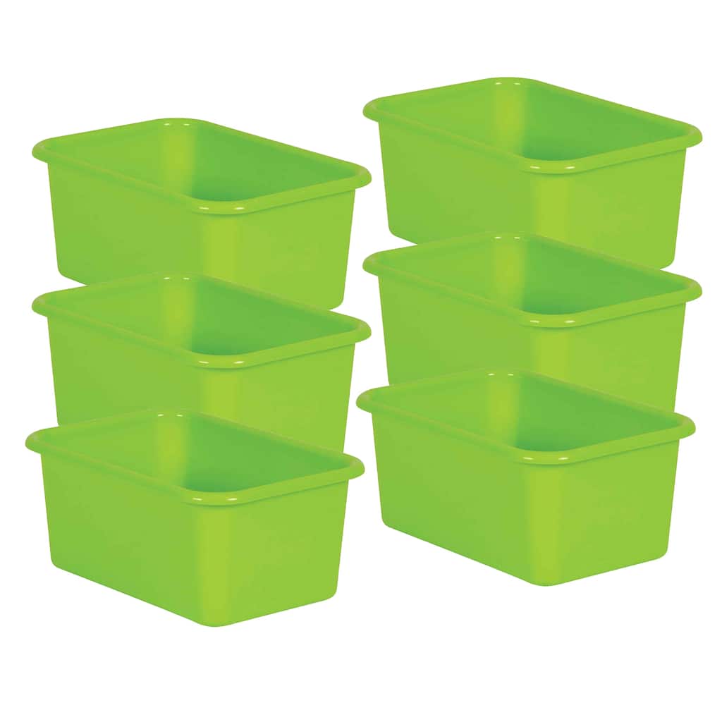 Teacher Created Resources Lime Small Plastic Bin, Pack of 6