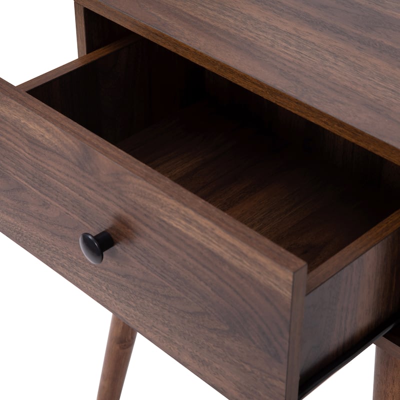Mid-Century Modern Nightstand with Soft Close Storage Drawer