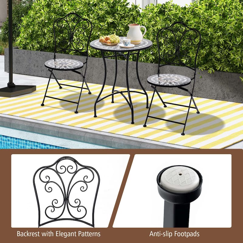 Costway Set of 2/4 Mosaic Chairs for Patio with Decorative Backrest