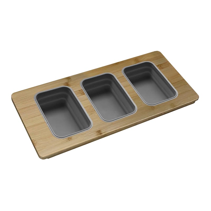 STYLISH 17 inch Workstation Sink Divided Serving Board with 3 Collapsible Containers - 18" x 8.5"