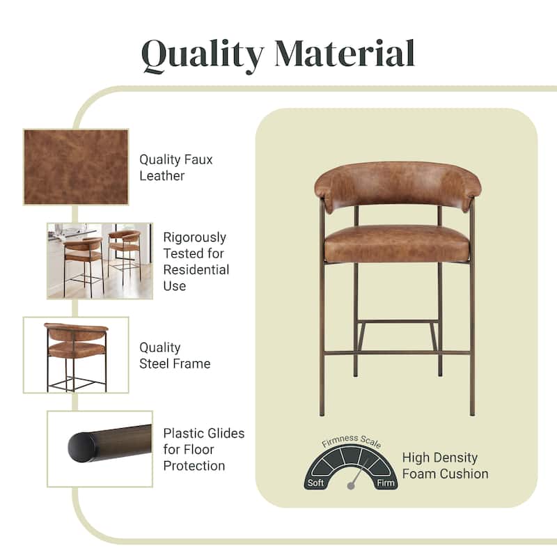 NPD Furniture Kaiden Faux Leather Counter Stool (Set of 2)