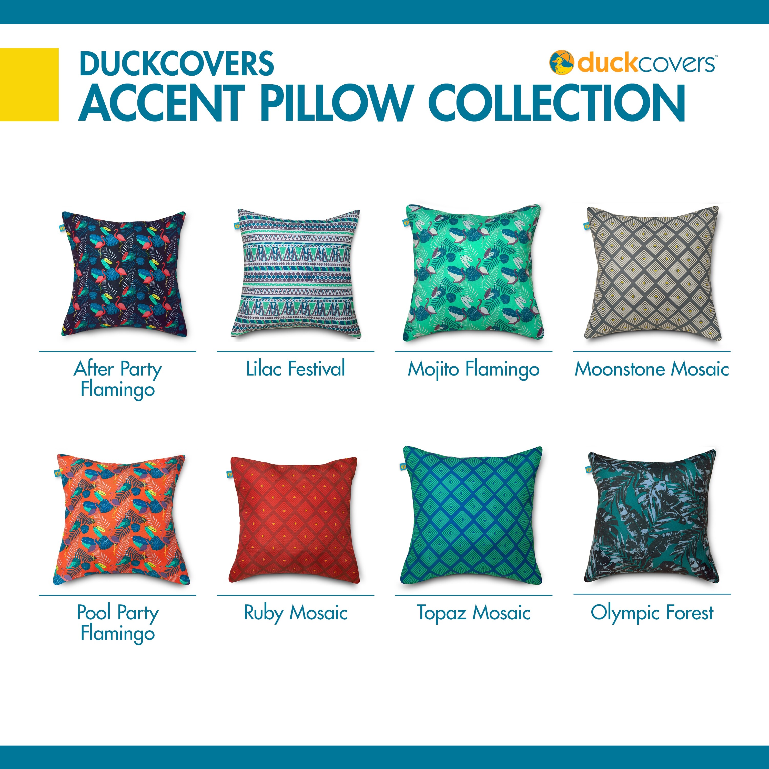 Duck Covers Water Resistant Accent Pillows 18 x 18 Inch 2 Pack Moonstone Mosaic