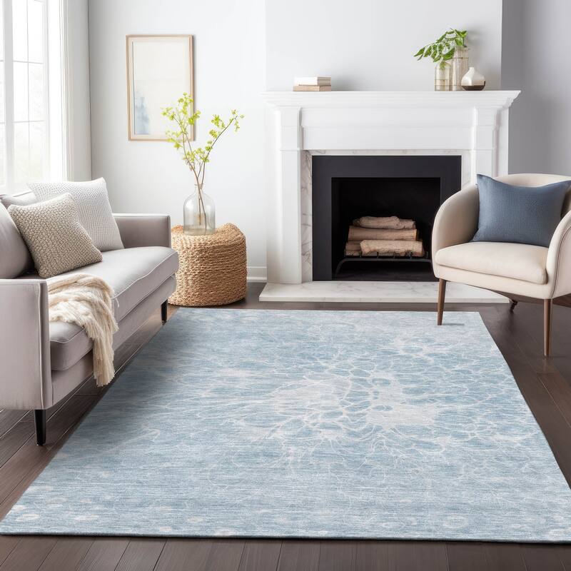 Premium Washable Super Soft Muted Floral Mayfield Rug - Sky - 2' 6" x 3' 10" - Rectangle