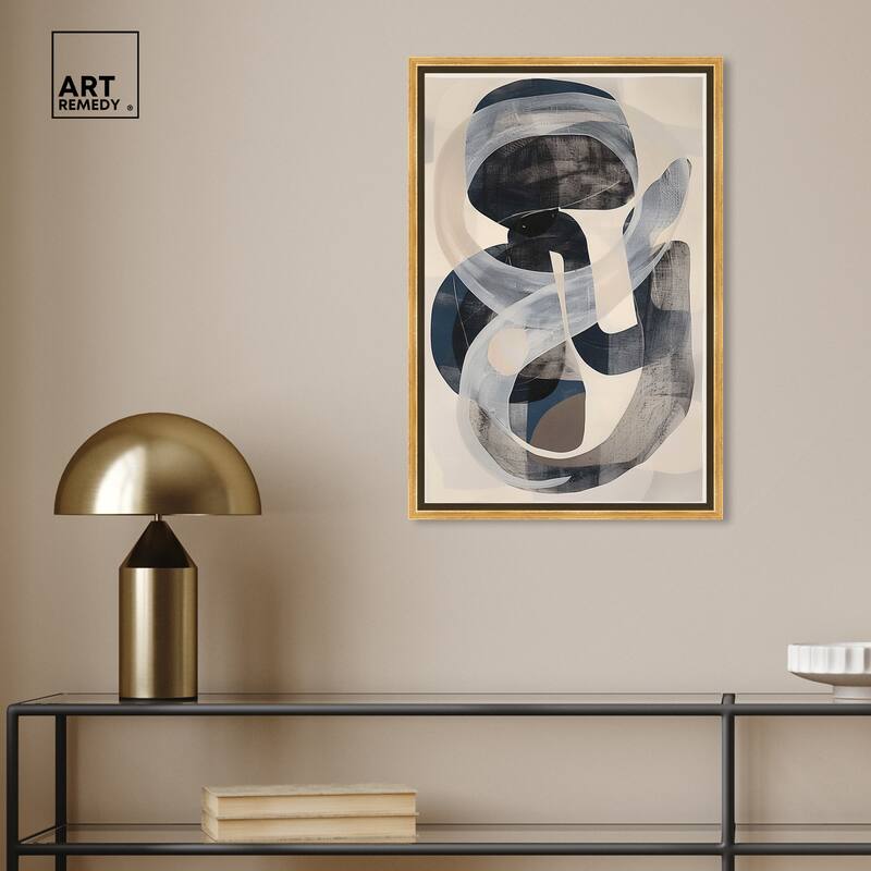 Art Remedy Slither Framed Abstract Shapes 1 Piece Canvas Wall Art
