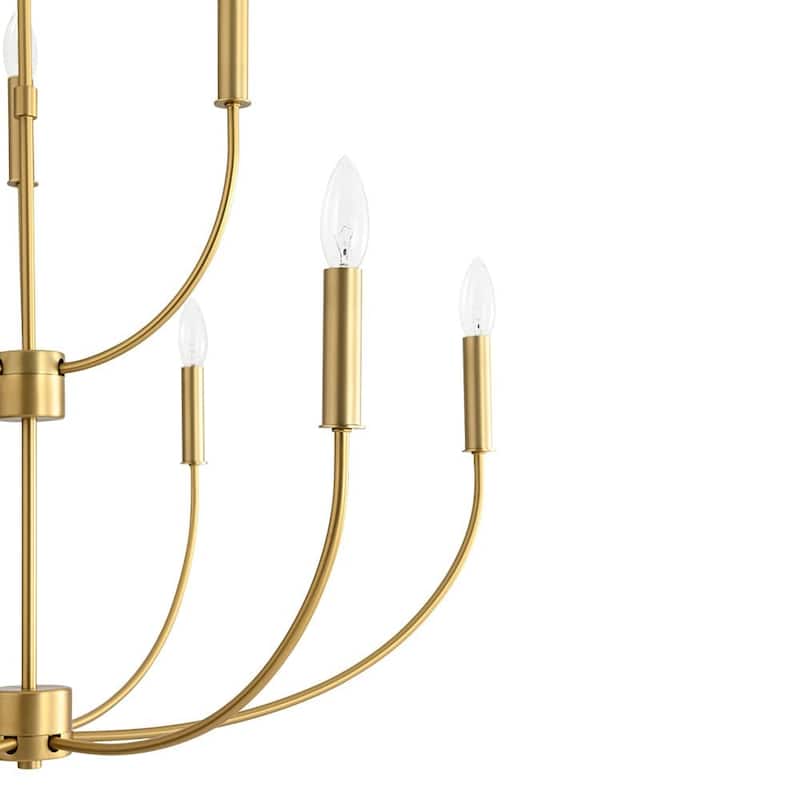 Modern Farmhouse 9-Light Candle Style Tiered Entryway Chandelier - 32.3 in