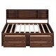 preview thumbnail 7 of 10, Full Size Wooden Captain Bed with Storage Shelves, Drawers, and Cabinets