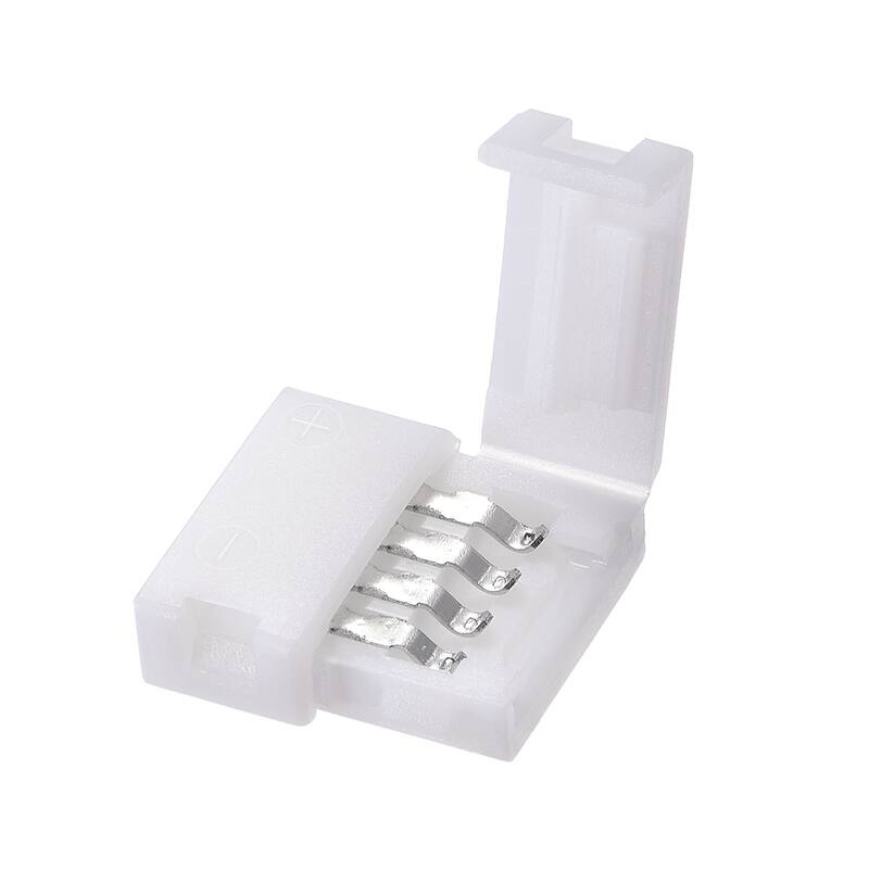 10mm 4P LED Strip Connector Solderless for 5050 3528 RGB Strip Lights 5Pcs - White - 10mm 4P,5Pcs