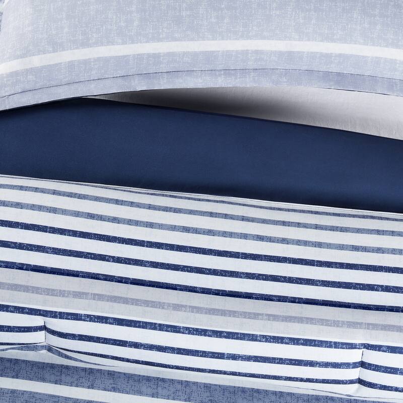 Serta Simply Clean Conrad Variegated Stripe Antimicrobial Comforter Set