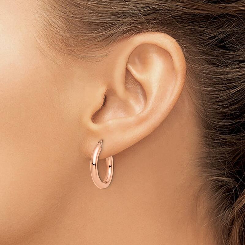 Curata 14k Rose Gold 3x20mm Polished Classic Hoop Earrings