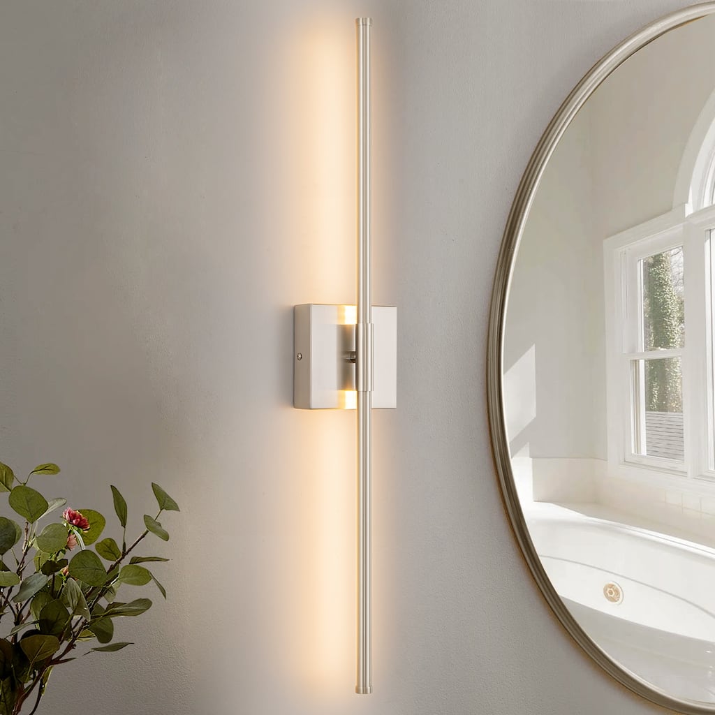 1-Light Modern Linear Aluminum Dimmable Integrated LED 3000K Warm Light Bathroom Vanity Lights for Mirror